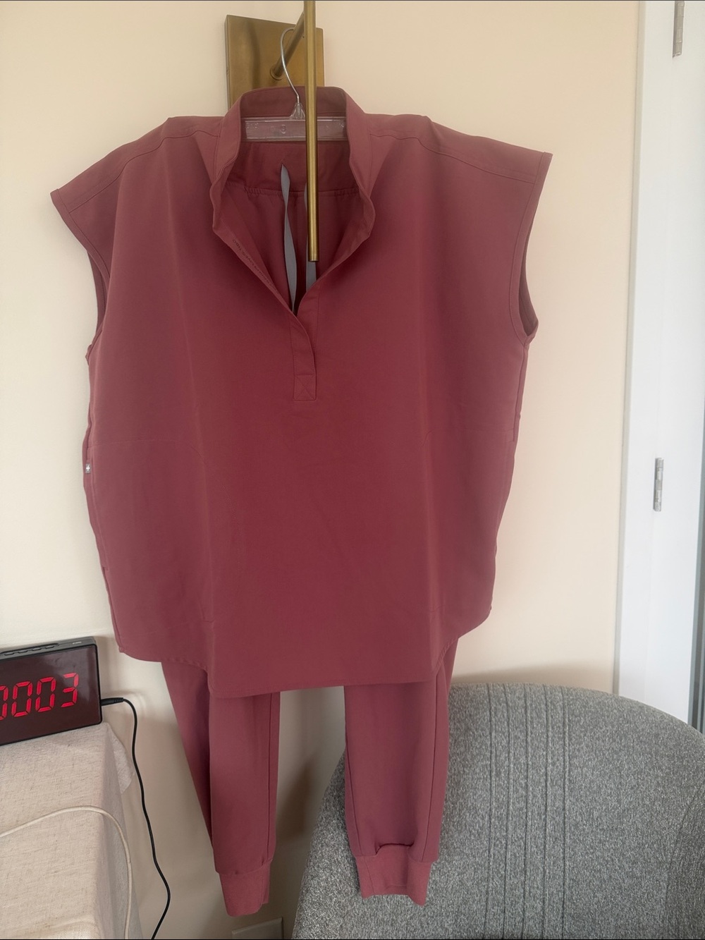 Figs set in Dusty Rose Rafaela relaxed fit top and Jogger pants